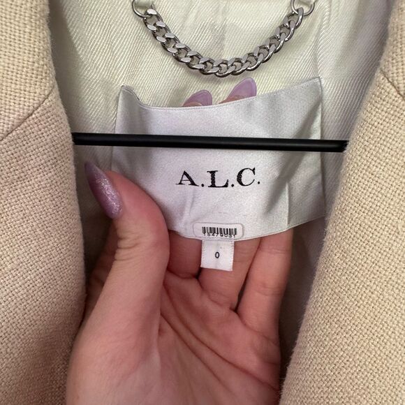 ALC River Linen Blend Cropped Double-Breasted Blazer Size 0 - Picture 8 of 9